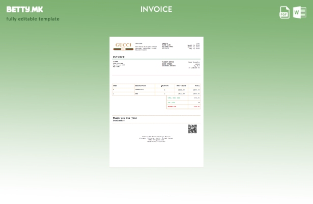 Шаблон за фактура на американски Гучи во модерен стил